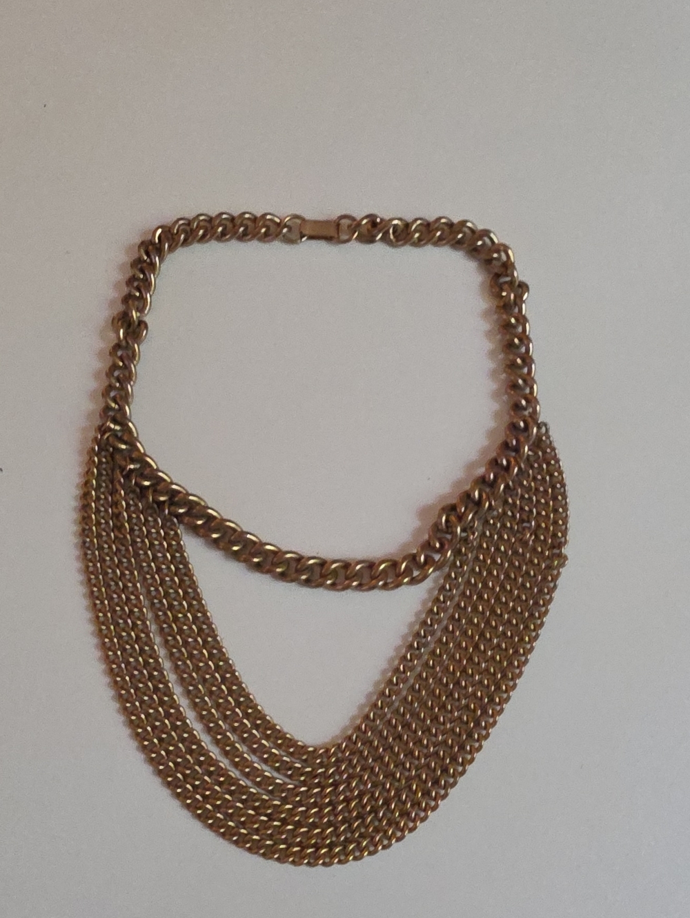 Gold Chain Necklace With Layered Hanging Chains